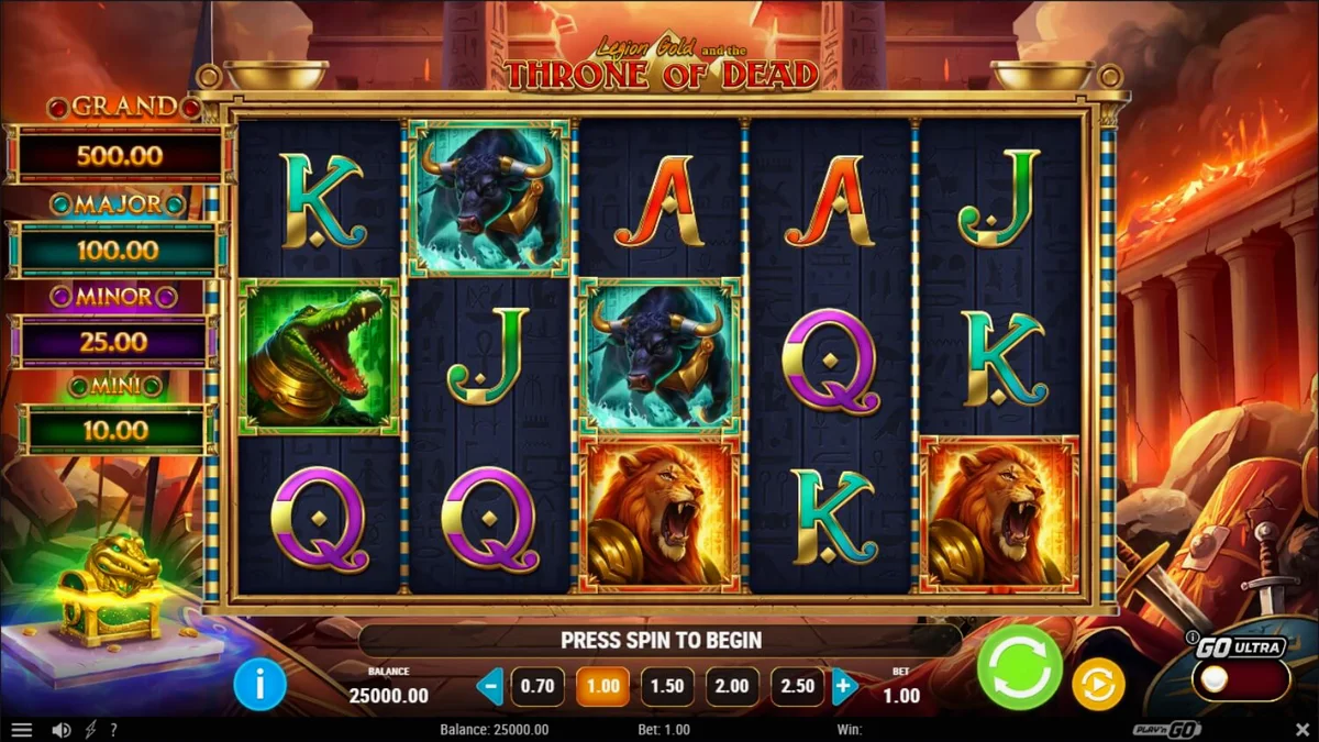 Legion Gold and the Throne of Dead slot game interface